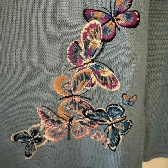 Victor Costa Occasions Blue Cardigan Sweater no buttons. Size 2x - Picture 3 of 4